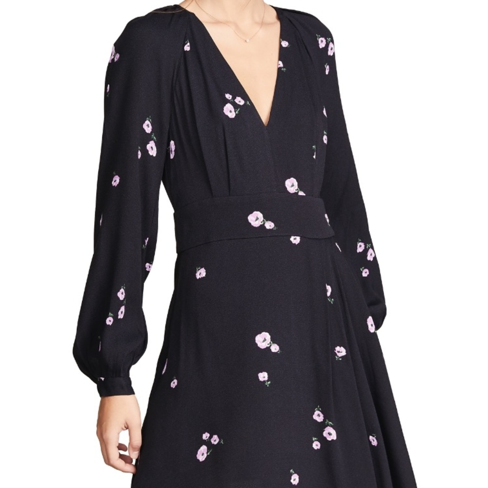 Equipment long sleeve black printed mini dress